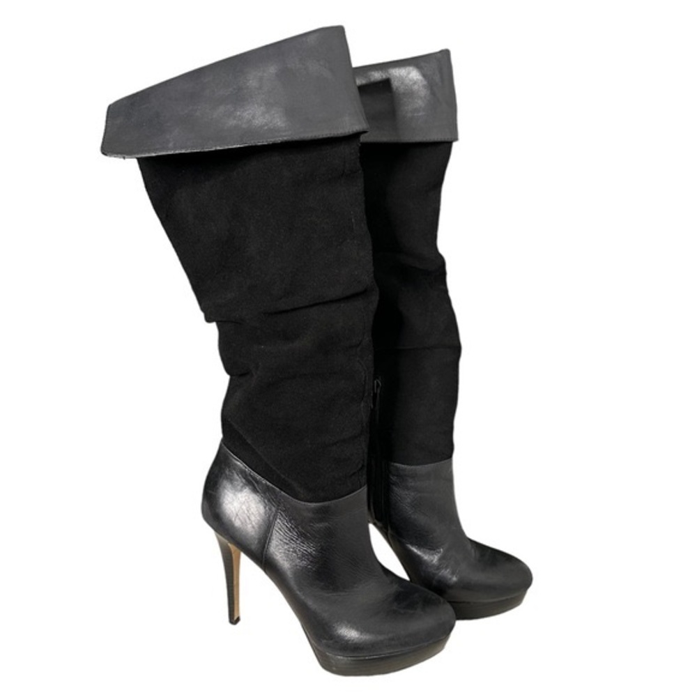 INC international Zenya Leather & Suede Platform Stiletto Boot size 8